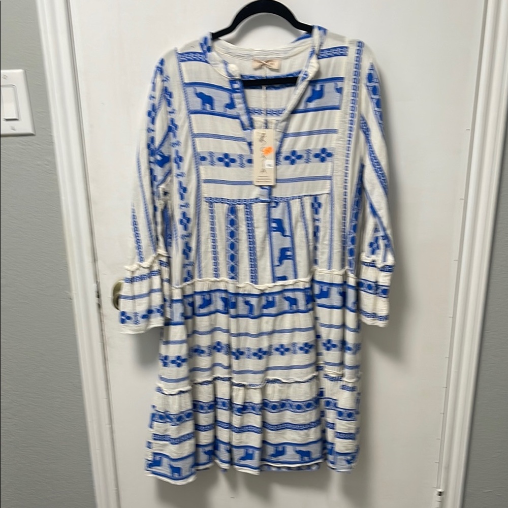 Blue and White Patterned Dress